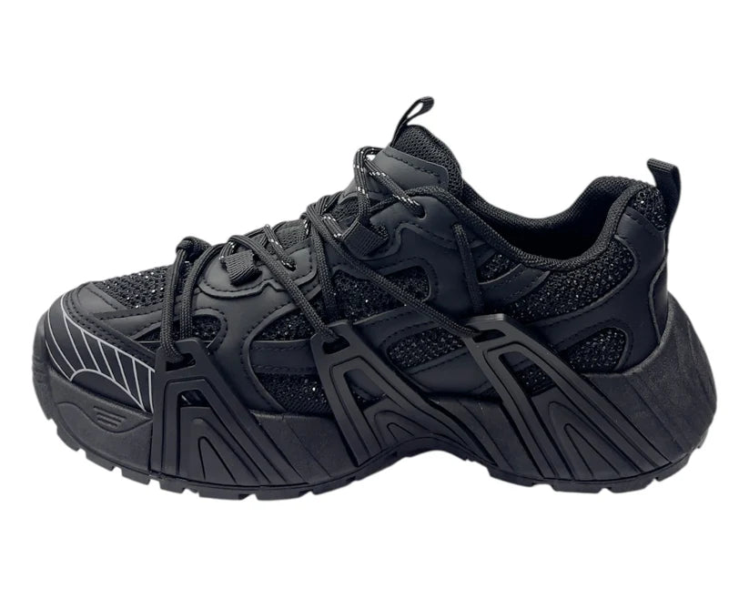 Chunky Sole Rhinestone Lace Up Sports Trainers