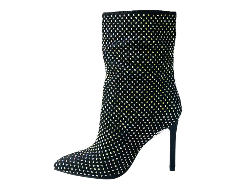 Stiletto Ankle Boots with Rhinestones