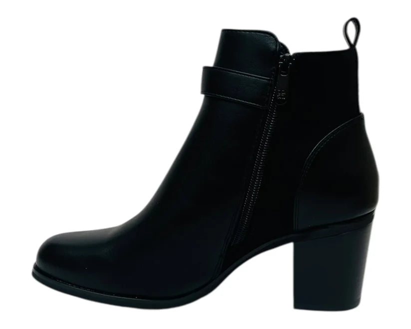 Faux leather ankle boots with a block heel