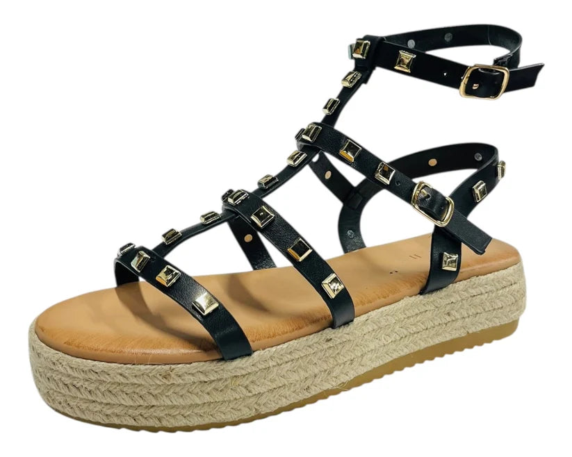 Women's Stud Gladiator Espadrille Platform Sandals