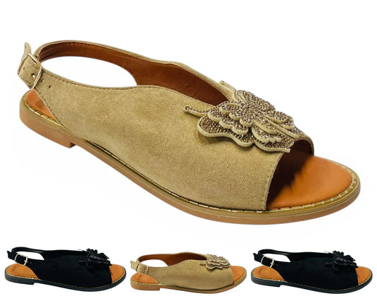 Women's Ankle Strap Flat Sole Butterfly Sandals