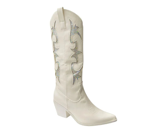 Women's Faux Leather Sequins Embroidery Cowboy Boots