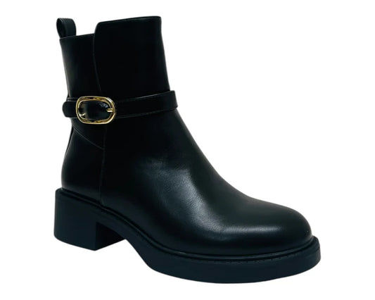 Faux Leather Zip-Up Smart Ankle Boots