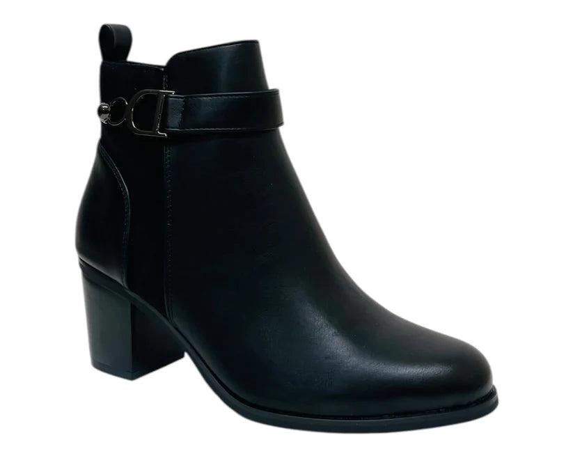 Faux leather ankle boots with a block heel