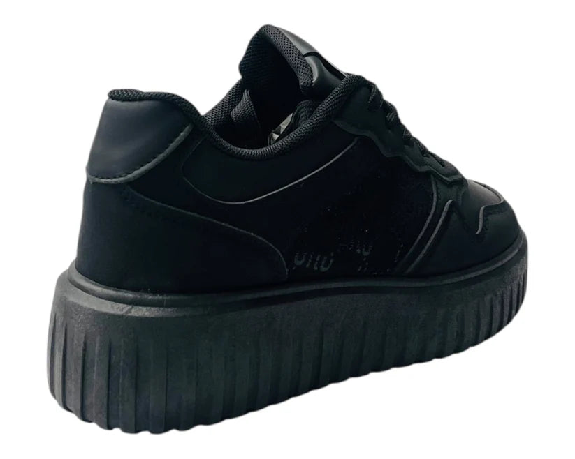 Platform Lace-Up Trainers in Faux Leather