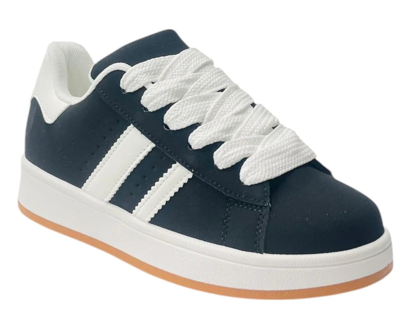 Faux Leather Lace-Up Sports Trainers