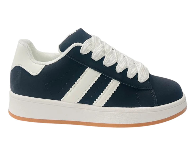 Faux Leather Lace-Up Sports Trainers