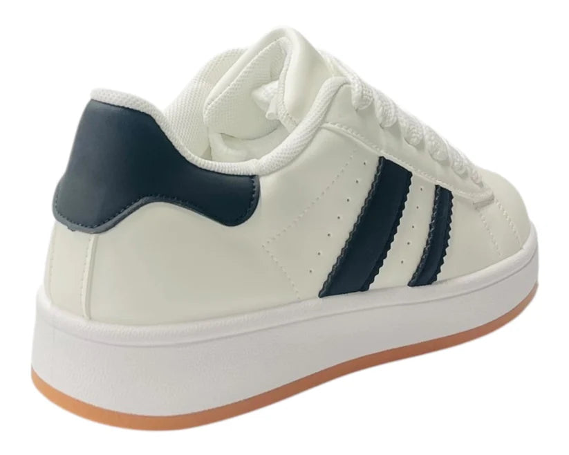 Faux Leather Lace-Up Sports Trainers