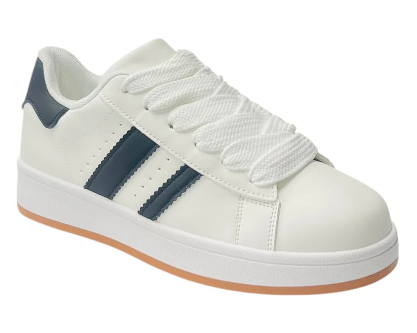 Faux Leather Lace-Up Sports Trainers