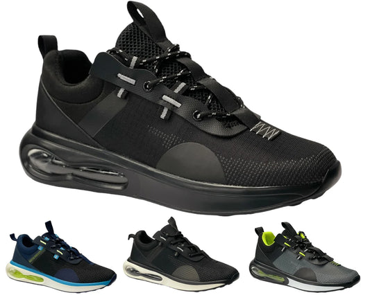 Men's Casual 9028A Lace Up Trainers Black/Grey