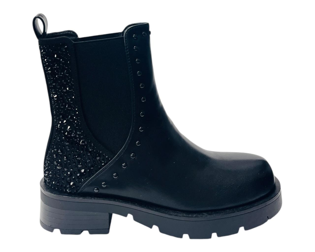 Women's Rhinestone Faux Leather Ankle Boots