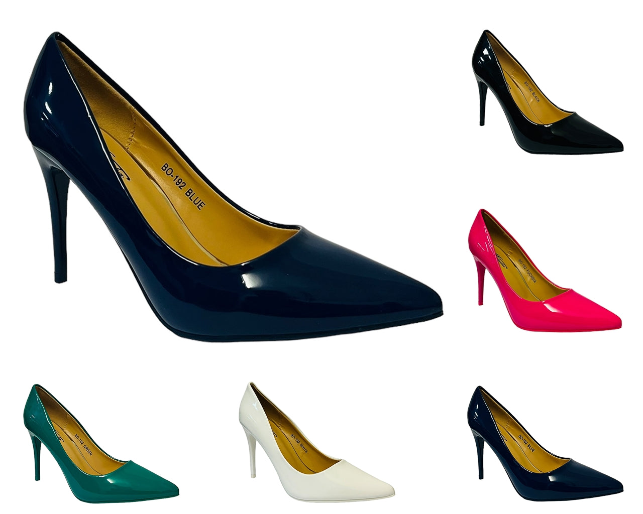 Women's Stylish Faux Patent Leather Stiletto Classy High Heel Court Shoes