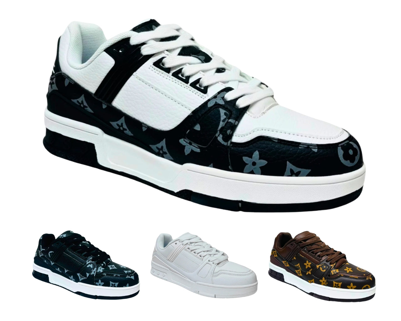 Men's Casual Faux Leather Lace Up Trainers