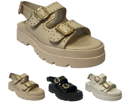 Women's Faux Leather Chunky Sole Sandals
