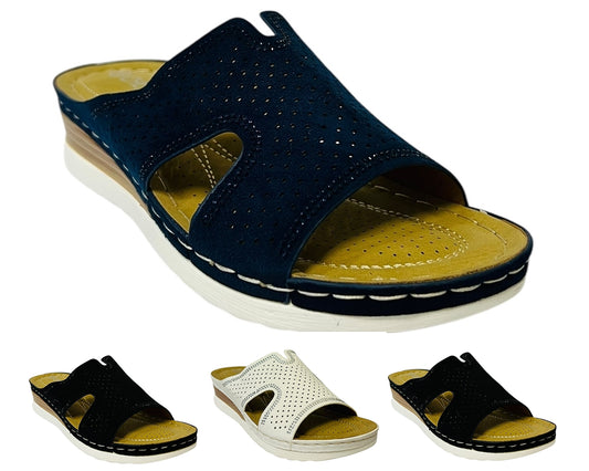 Women's Cross Strap Lightweight Mules Wedge Slider