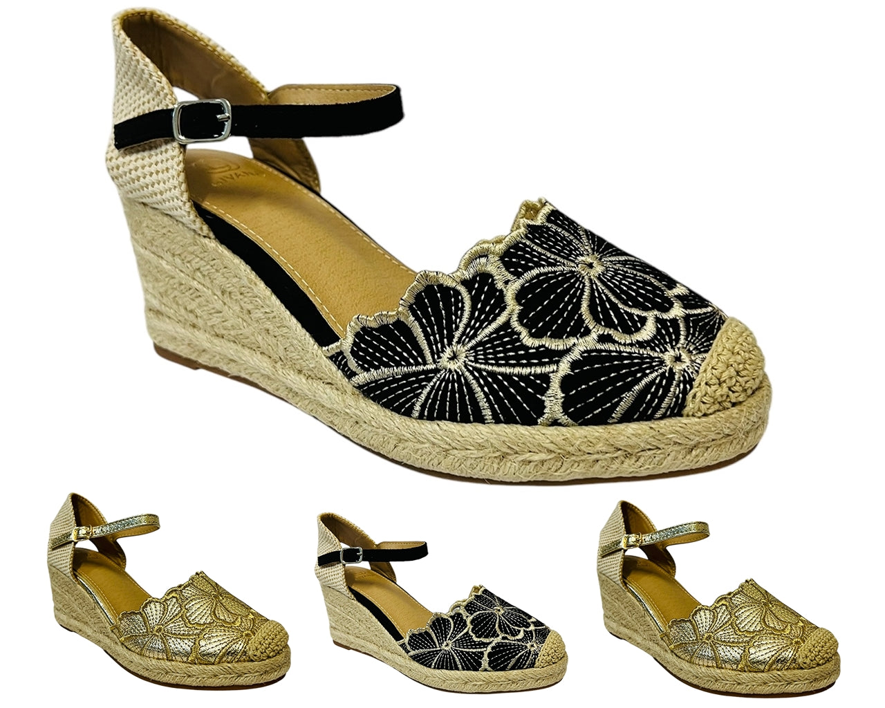 Women's Wedge Heel Ankle Strap Court Shoe Sandals
