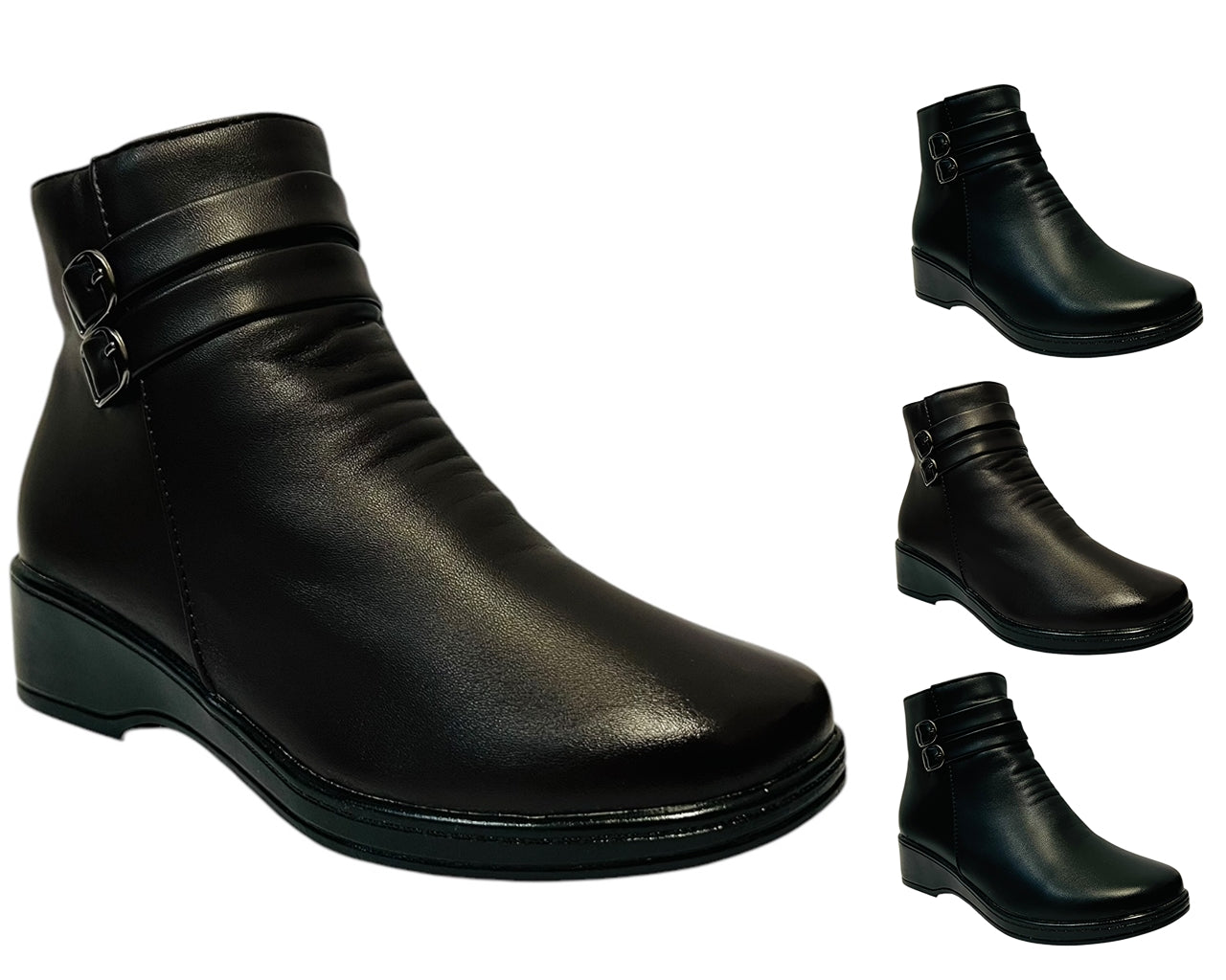 Women's Faux Leather Zip Ankle Boots