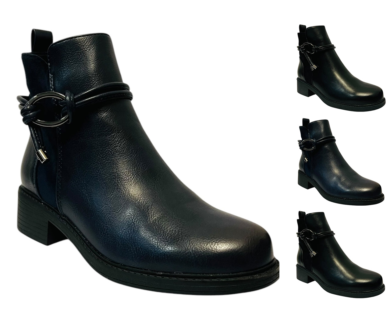 Women's CHC333 Faux Leather Zip Ankle Boots