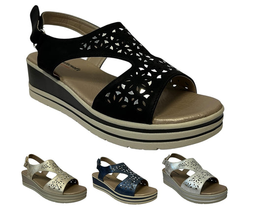 Women's Cushioned Wedge Sandals with Adjustable Ankle Strap