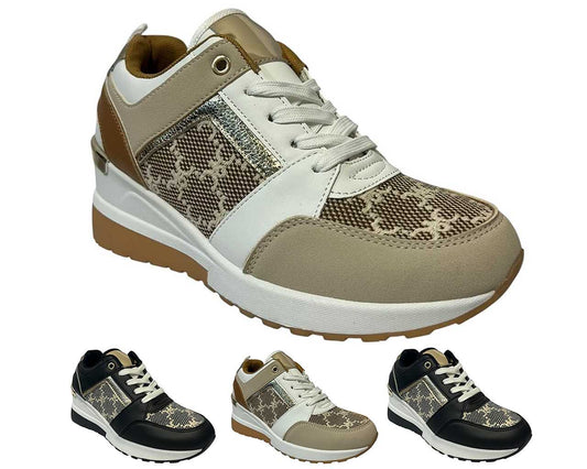 Faux Leather Chunky Sole Lace Up Trainers