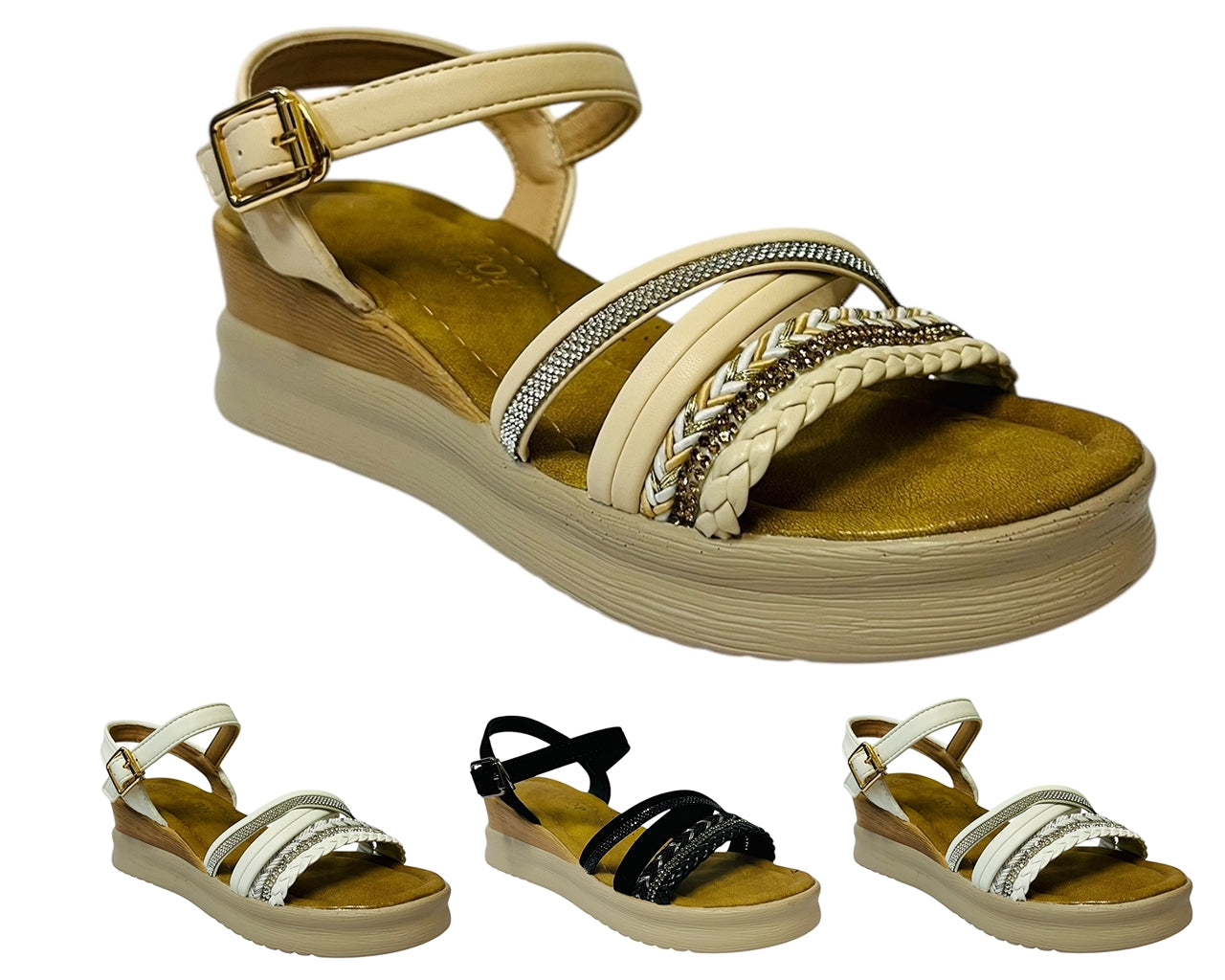 Women's Light Weight  Ankle Strap Padded Wedge Sandals