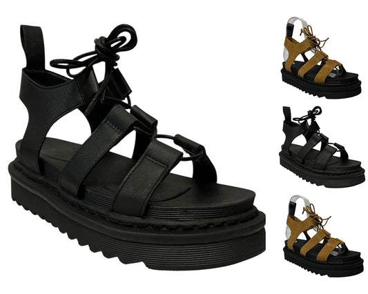 Women's String Strap Front To Back Platform Gladiator Sandals
