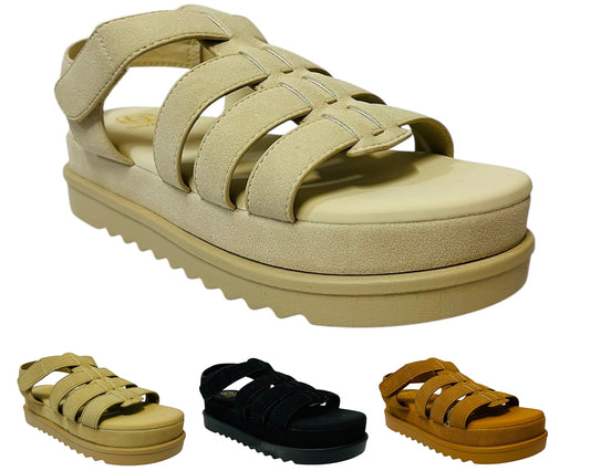 Women's Faux Leather Chunky Sole Gladiator Fashionable Sandals