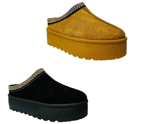 Women's Faux Suede Aztec Platform Sliders